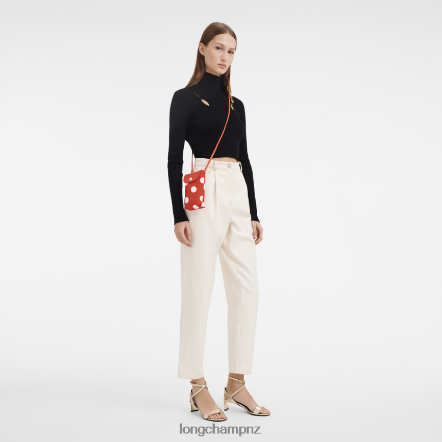 Women Orange Longchamp Le Pliage Collection Phone case with leather lace Leather Goods L06408676 - Image 2