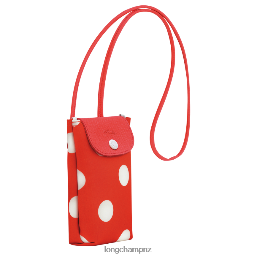 Women Orange Longchamp Le Pliage Collection Phone case with leather lace Leather Goods L06408676 - Image 3