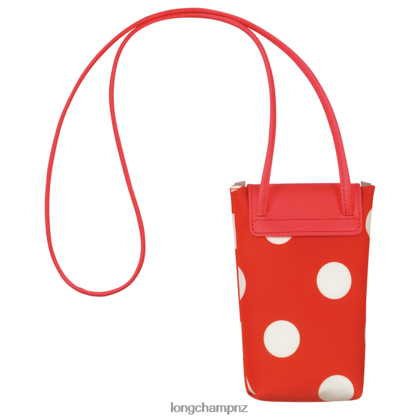 Women Orange Longchamp Le Pliage Collection Phone case with leather lace Leather Goods L06408676 - Image 4