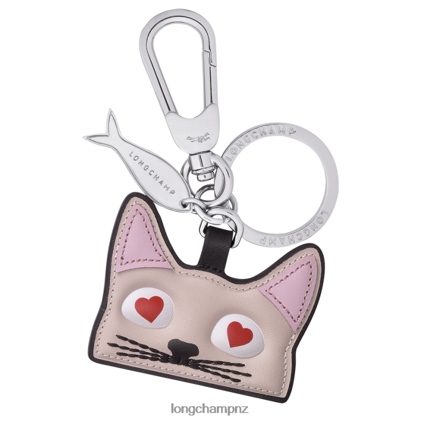 Women Pale Pink Longchamp Spring/Summer Collection 2022 Cat key ring Leather Goods L06408754 - Image 1
