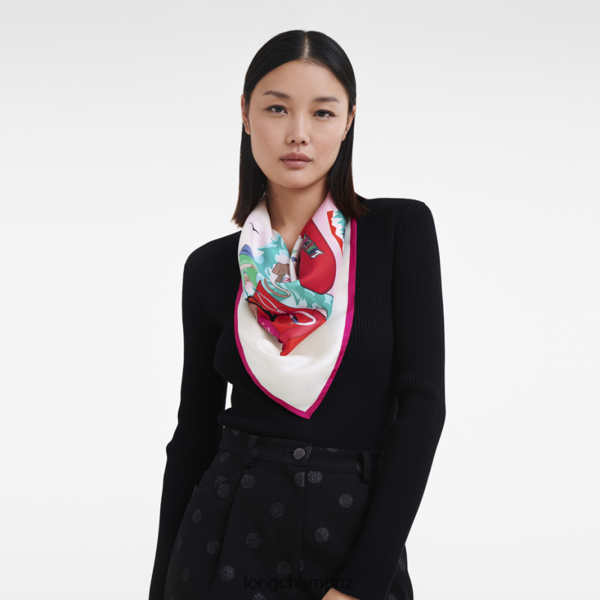 Women Pink Longchamp Spring/Summer 2023 Collection Silk scarf 70 Accessories L064081034 - Image 2