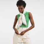 Women Sky Blue Longchamp Spring/Summer 2023 Collection Silk scarf 90 Accessories L064081053 - Image 2