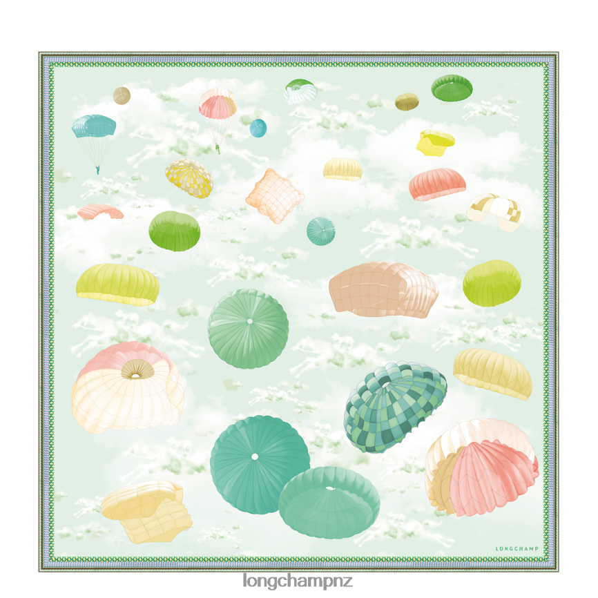 Women Sky Blue Longchamp Spring/Summer 2023 Collection Silk scarf 90 Accessories L064081053 - Image 1