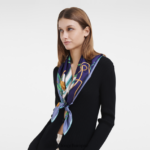 Women Slate Longchamp Spring/Summer 2023 Collection Silk scarf 90 Accessories L064081046 - Image 2