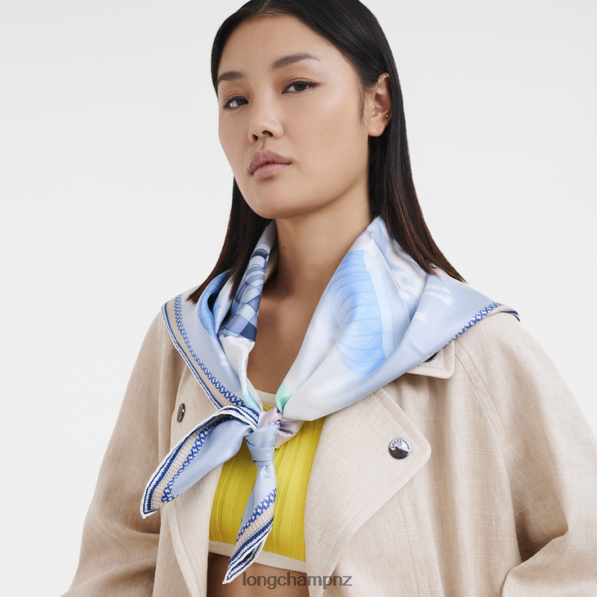 Women Slate Longchamp Spring/Summer 2023 Collection Silk scarf 90 Accessories L064081054 - Image 2