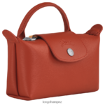 Women Terracotta Longchamp Le Pliage City Pouch with handle Leather Goods L06408679 - Image 3