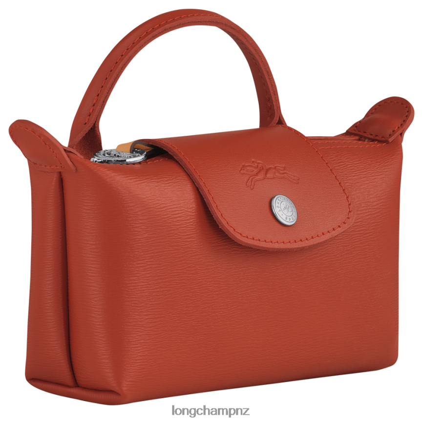 Women Terracotta Longchamp Le Pliage City Pouch with handle Leather Goods L06408679 - Image 3