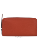 Women Terracotta Longchamp Le Pliage City Wallet with zip around Leather Goods L06408551