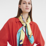 Women Turquoise Longchamp Spring/Summer 2023 Collection Silk scarf 90 Accessories L064081048 - Image 2