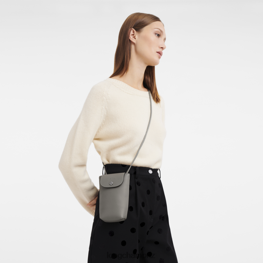 Women Turtledove Longchamp Le Pliage Xtra Phone case with leather lace Leather Goods L06408721 - Image 2